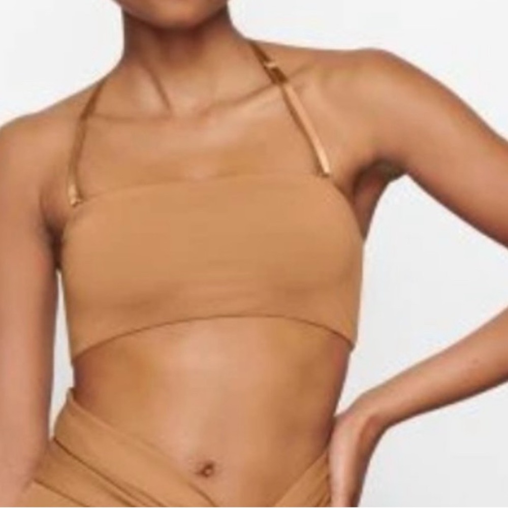 NWT SKIMS Signature Swim Bandeau Bikini Top Almond Sz S SOLD Out